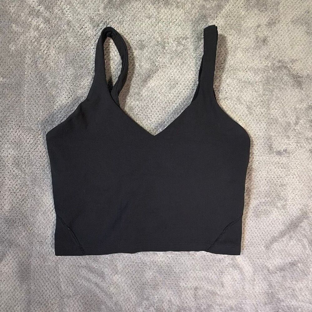 Lululemon Align Tank Top Black Size 8 V-Neck Cropped Built-In Bra Yoga Workout #